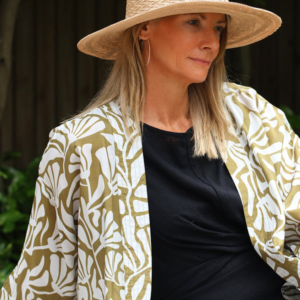 Green Botanical Kimono