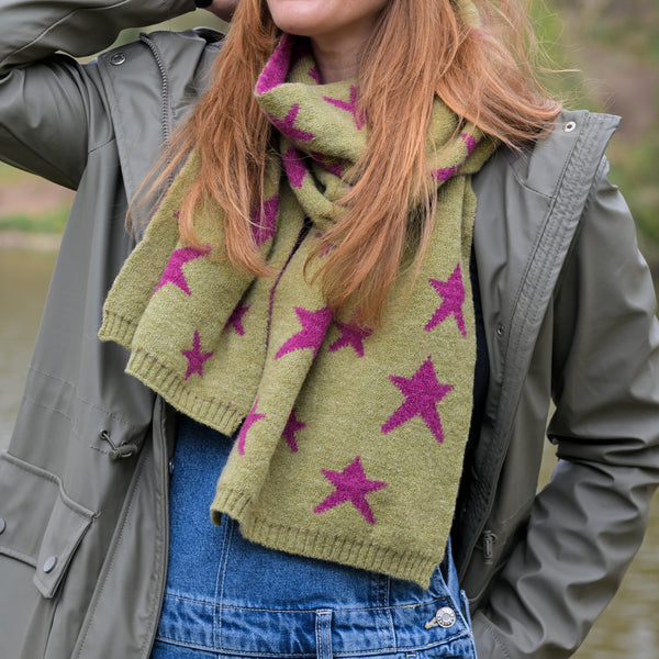 Starry Skies Scarf (Pink and Green)