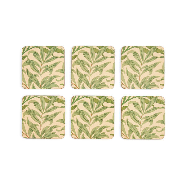Morris & Co. Willow Bough Green Coasters, Set of 6