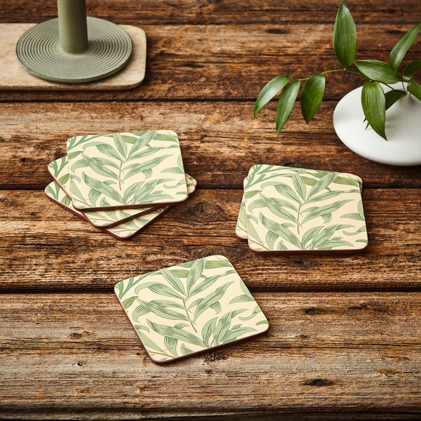 Morris & Co. Willow Bough Green Coasters, Set of 6