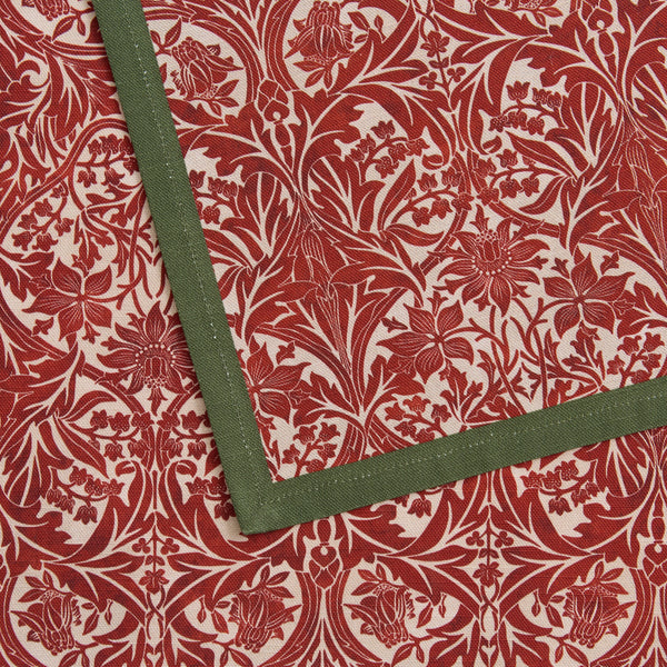 Morris & Co. Bluebell Red & Green Table Runner