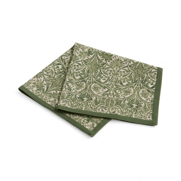 Morris & Co. Bluebell Red & Green Napkins, Set of 2