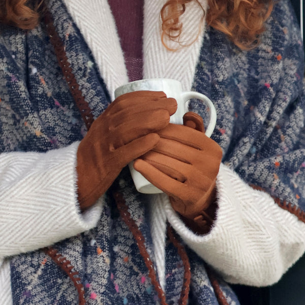 Tan Soft Stretch Touchscreen Gloves