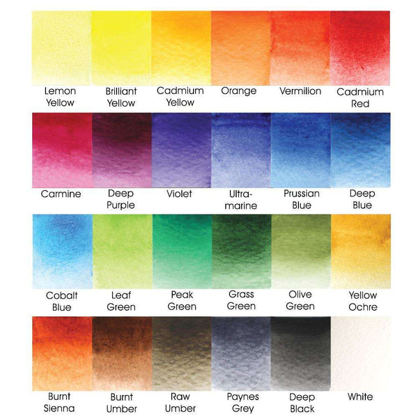 High Pigment Studio Watercolour Set with Brush (24 Half-Pans)