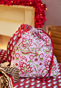 Arana Block Print Drawstring Gift Bag