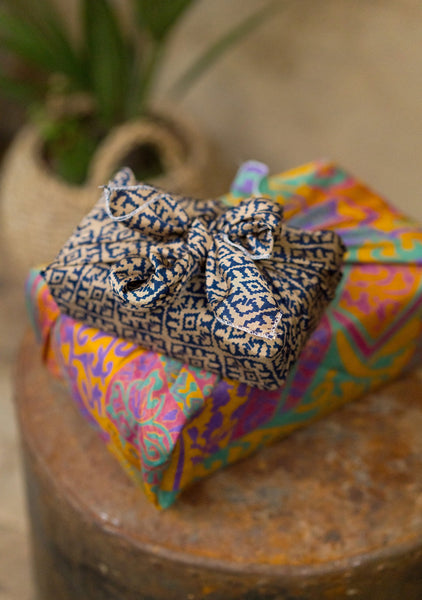 Set of 4 Recycled Sari Reusable Gift Wraps