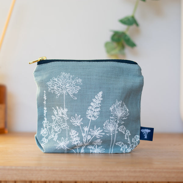 Duck Egg Blue Linen Makeup Bag