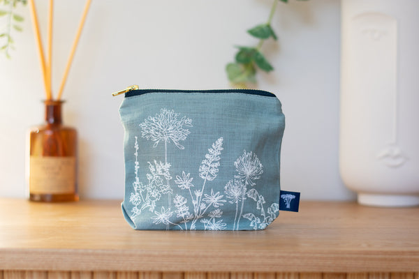 Duck Egg Blue Linen Makeup Bag