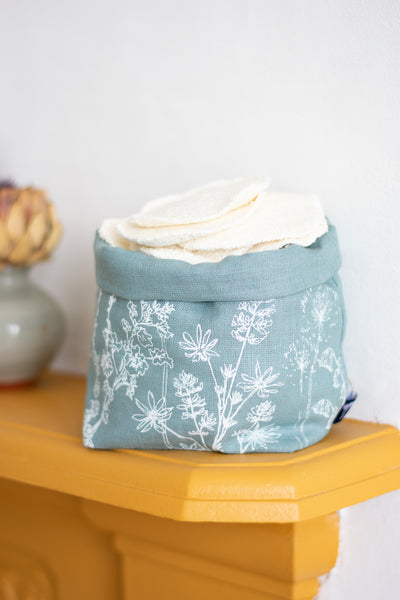 Duck Egg Blue Fabric Storage Pot