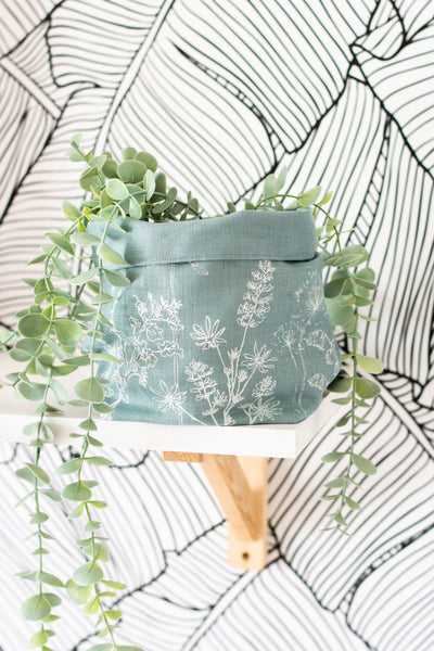 Duck Egg Blue Fabric Storage Pot