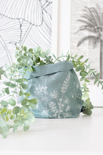 Duck Egg Blue Fabric Storage Pot