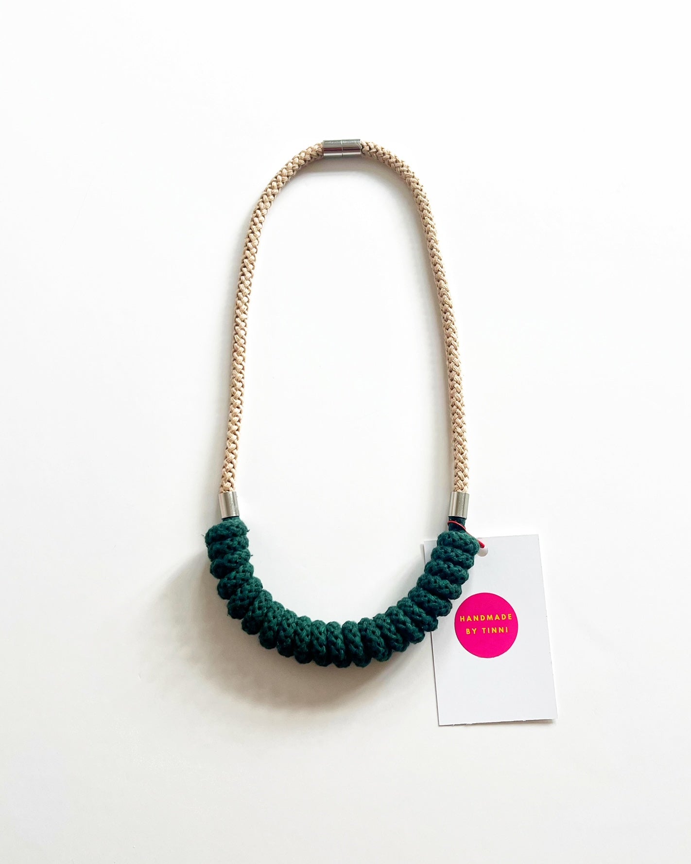 The Spring Cotton Necklace in Forest Green & Coffee