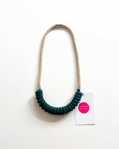 The Spring Cotton Necklace in Forest Green & Coffee