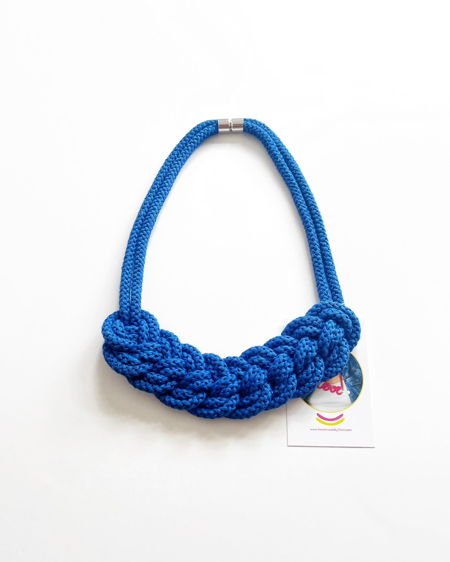 The Lena Boho Knotted Necklace in Azure Blue