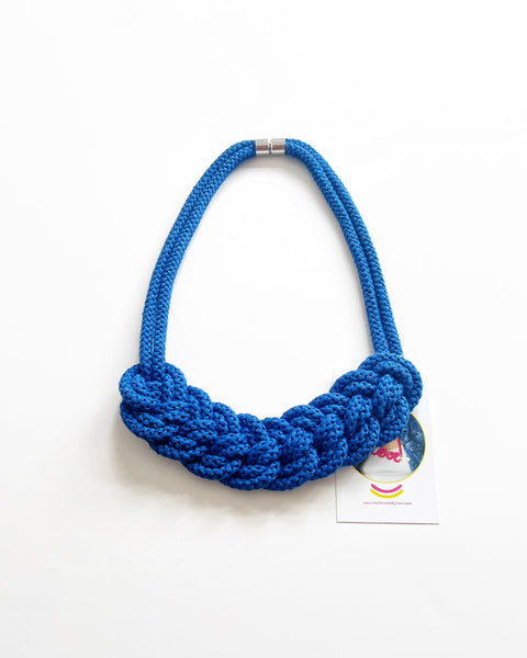The Lena Boho Knotted Necklace in Azure Blue