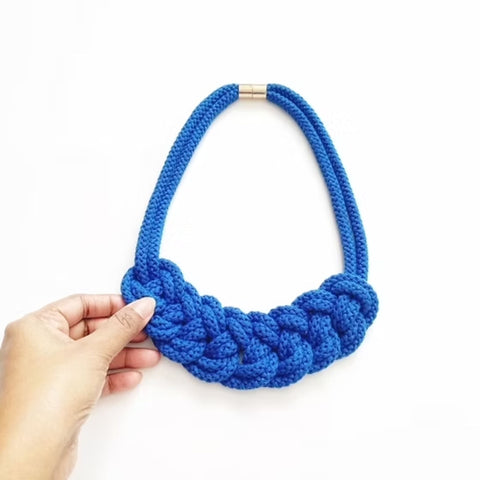 The Lena Boho Knotted Necklace in Azure Blue (Available 8th October 2025)