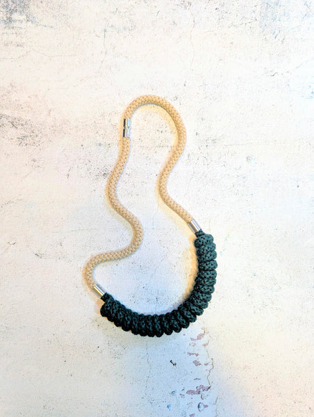 The Spring Cotton Necklace in Forest Green & Coffee