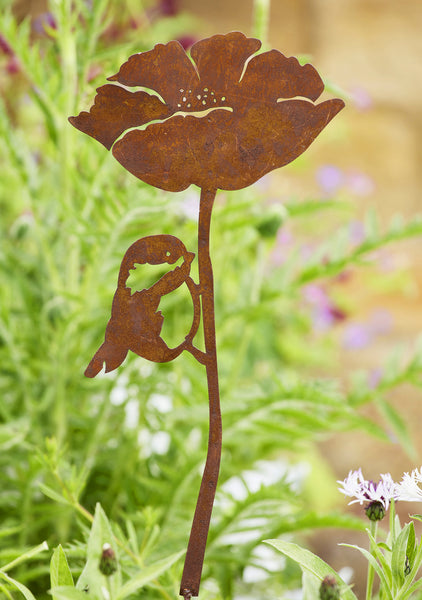 Rustic Garden Stake Blue Tit