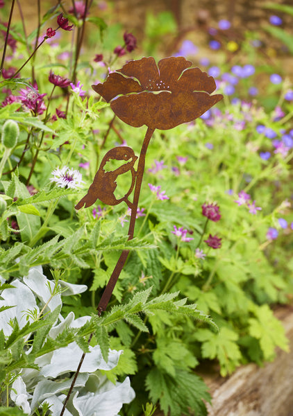 Rustic Garden Stake Blue Tit