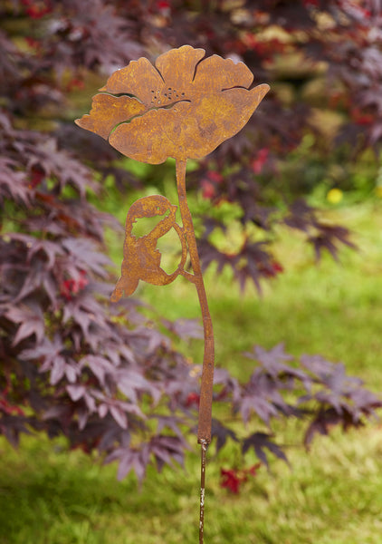 Rustic Garden Stake Blue Tit