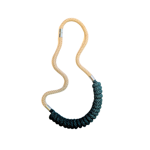 The Spring Cotton Necklace in Forest Green & Coffee