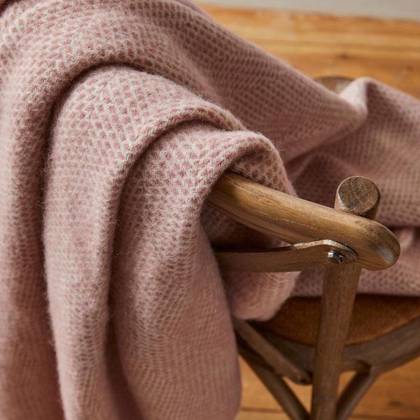Pure New Wool Beehive Throw, Dusky Pink