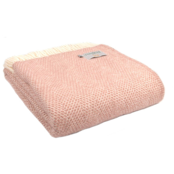Pure New Wool Beehive Throw, Dusky Pink