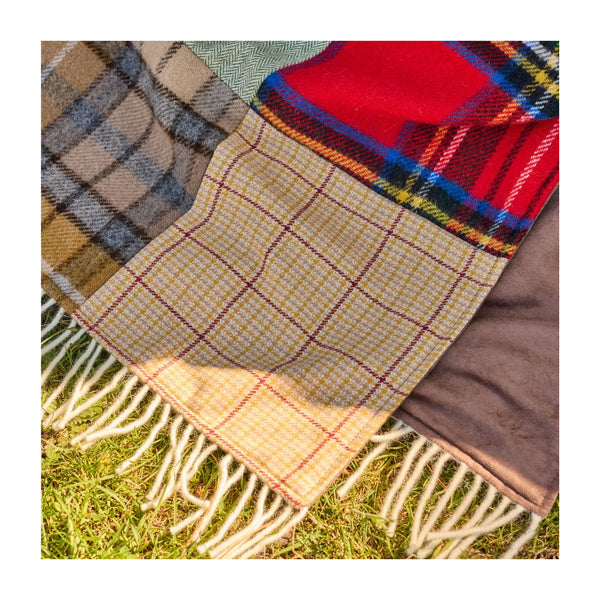 Tartan & Tweed/Chocolate Patchwork Throw - NEW
