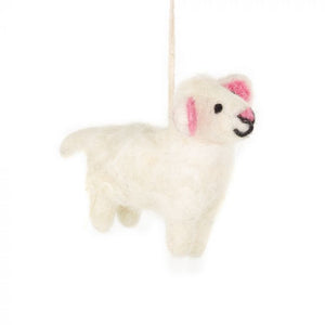 Handmade Biodegradable Felt Lamb Hanging Decoration